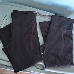 BALANCE COLLECTION 3/4 Length Black Capri Athletic Leggings Pockets Size Large